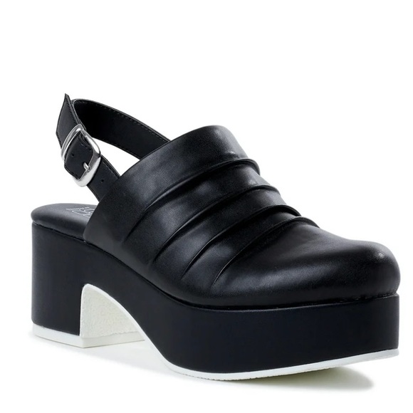 No Boundaries Shoes - NWT Black Platform Cogs | Slingback | Ruched | Closed Toe
